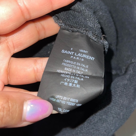 Saint Laurent | Charcoal Washed Out Cotton Frayed Sweatshirt Size: Small - Picture 6 of 7